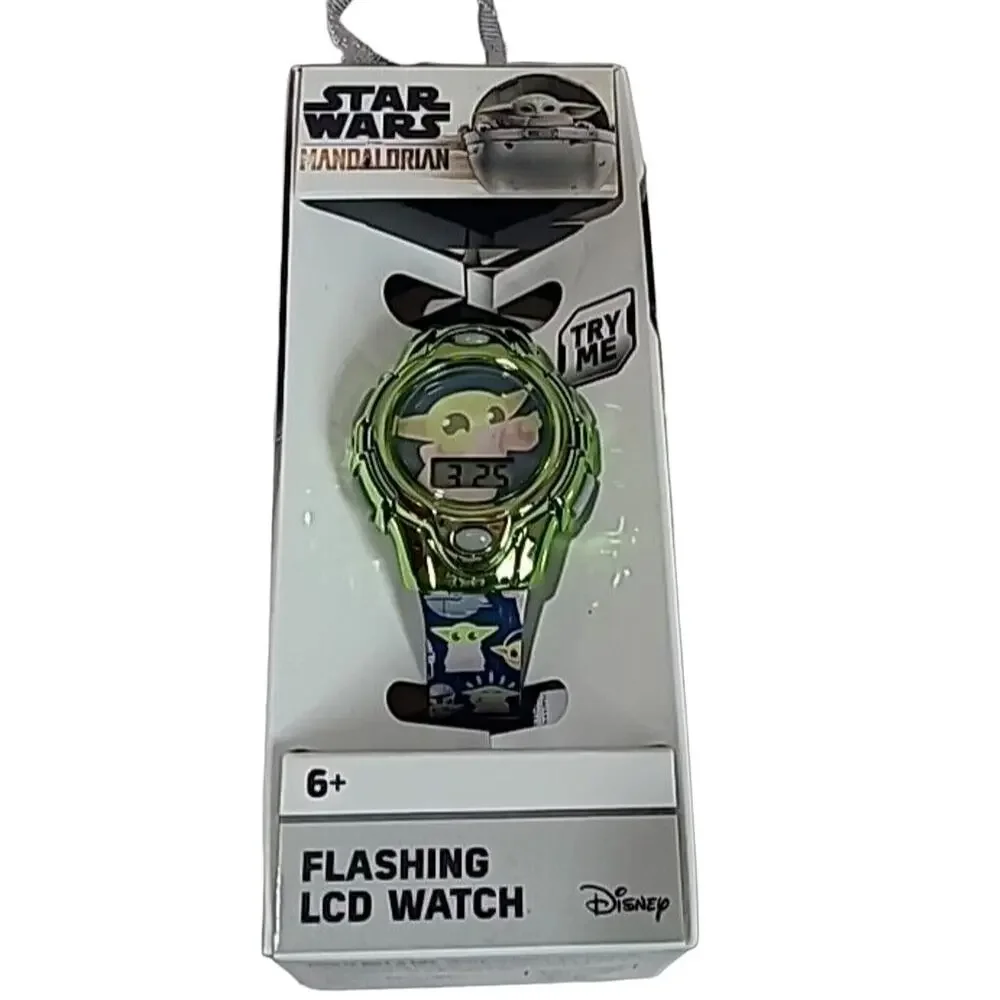 NIB Star Wars Disney Mandalorian Baby Yoda Kids Digital Flashing LCD‎ Watch
